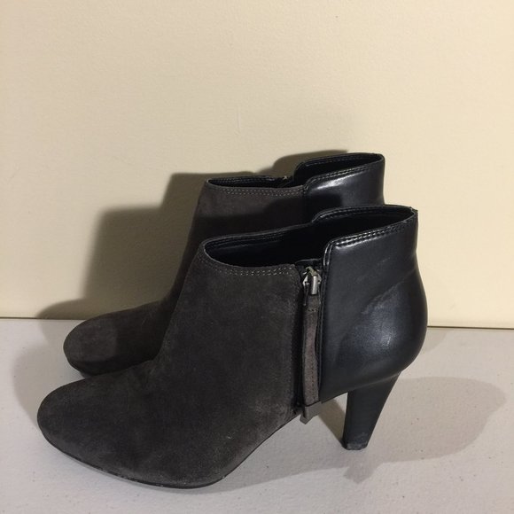 Franco Sarto Ladies Heeled Booties Size 7.5 M Boots Black Grey - Picture 4 of 16